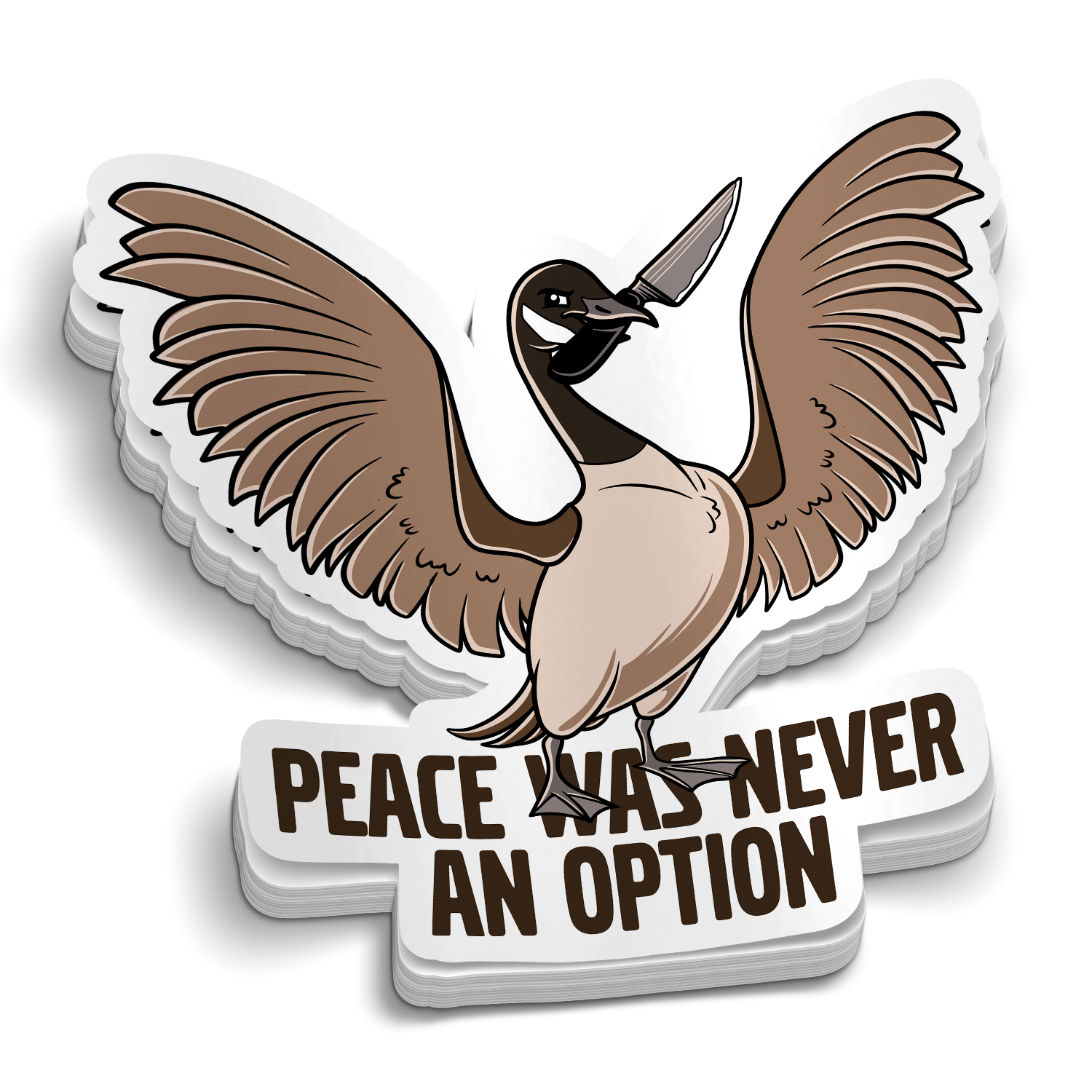 Peace was never an option Ente mit Mittelfinger' Sticker