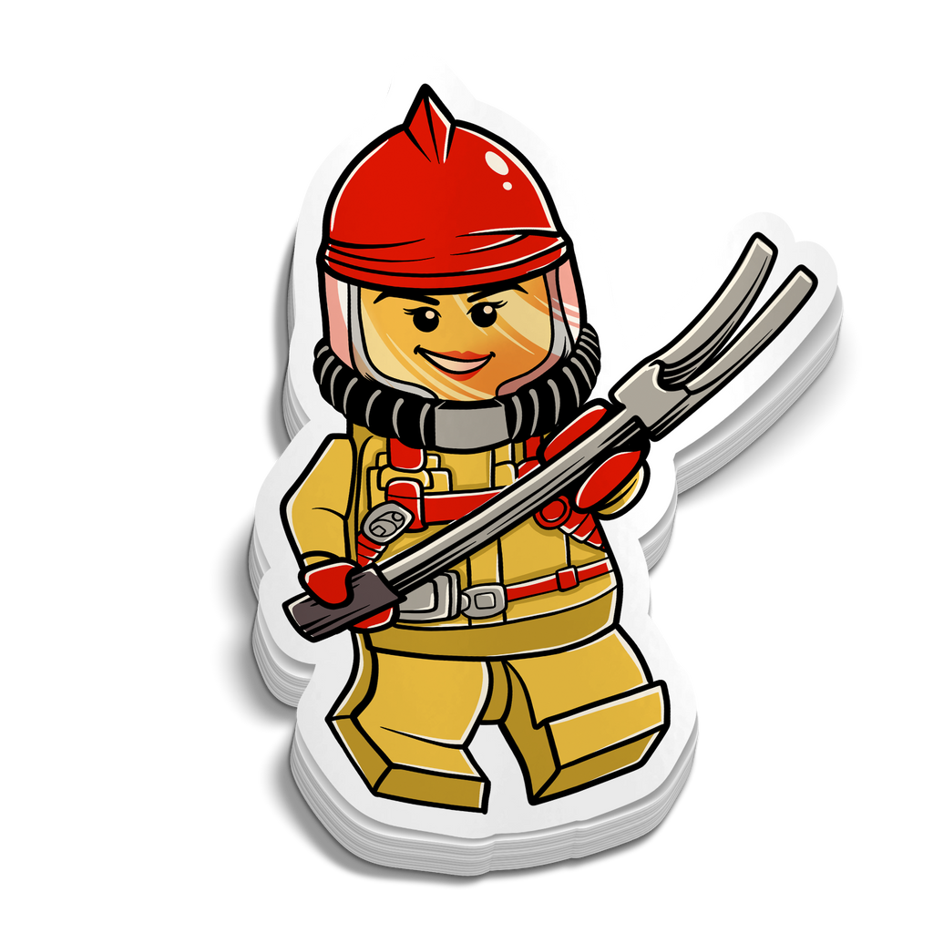Mini Firefighter Girl Sticker