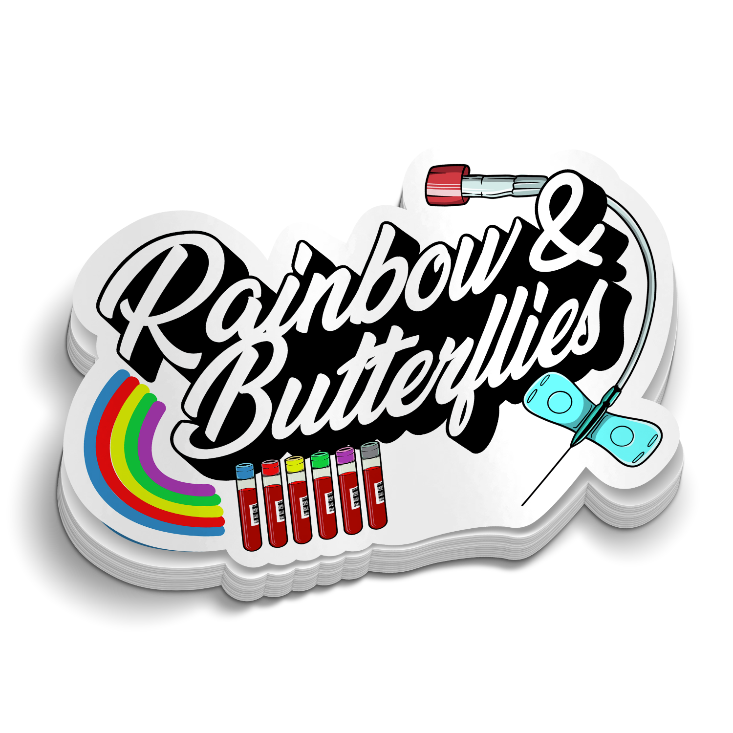 Rainbows and Butterflies Funny Nursing Sticker