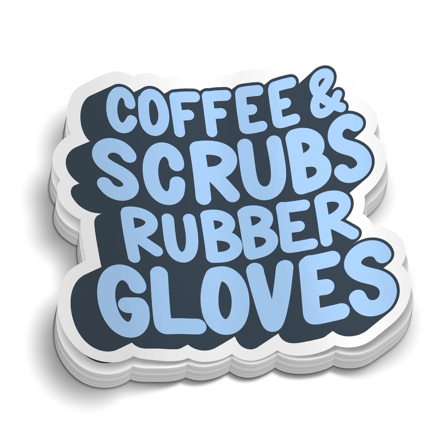 Coffee Scrubs Rubber Gloves - Funny Medical Sticker