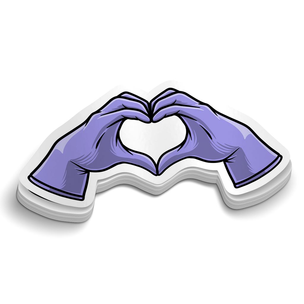 Caitlin Inspired Medical Glove Heart-Hands Sticker