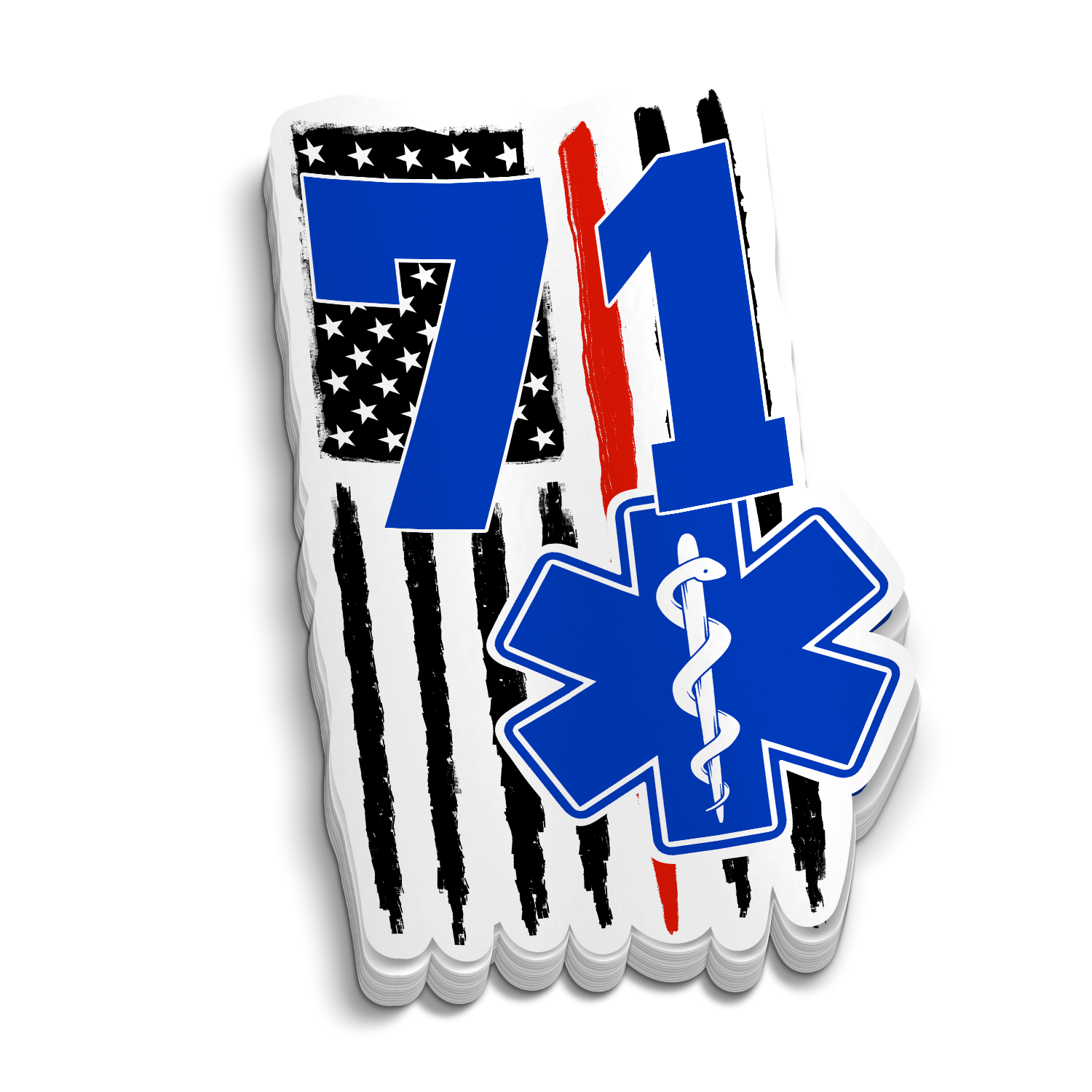 Custom Medic Red Line Flag Station Number Sticker