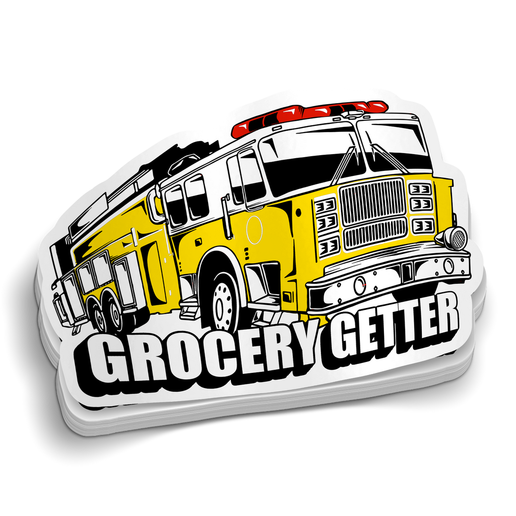 Yellow Firetruck Grocery Getter Sticker